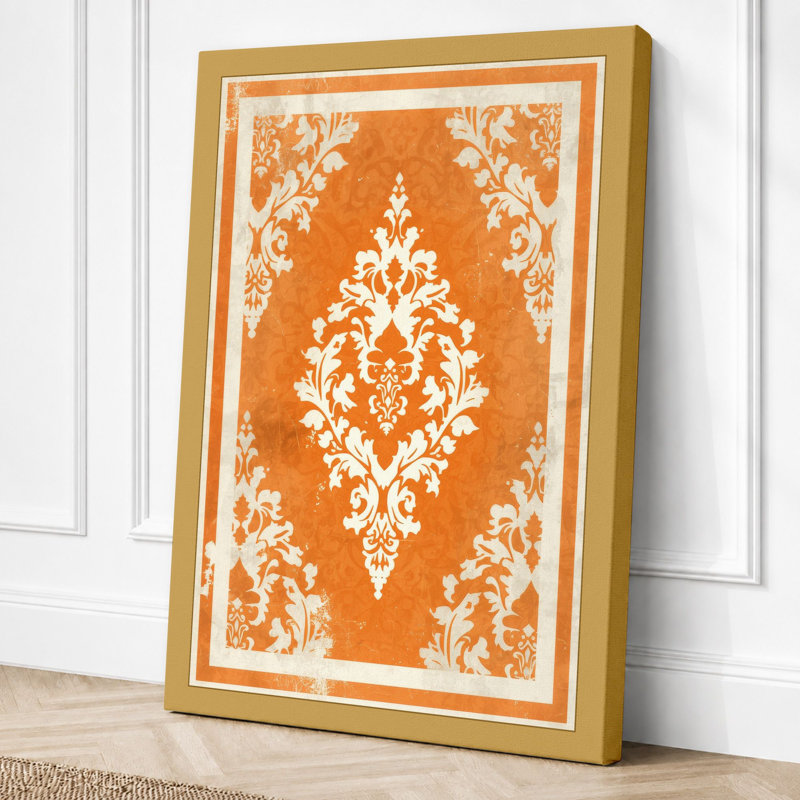 Baroque Symmetry Art Deco - Wrapped Canvas, 24x16 - 61.0 x 40.6 cm, Ochre Border