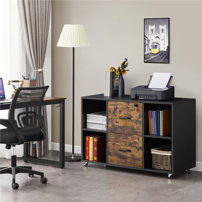 Elisavet 39.5″ Wide 2-Drawer Mobile Lateral Filing Cabinet