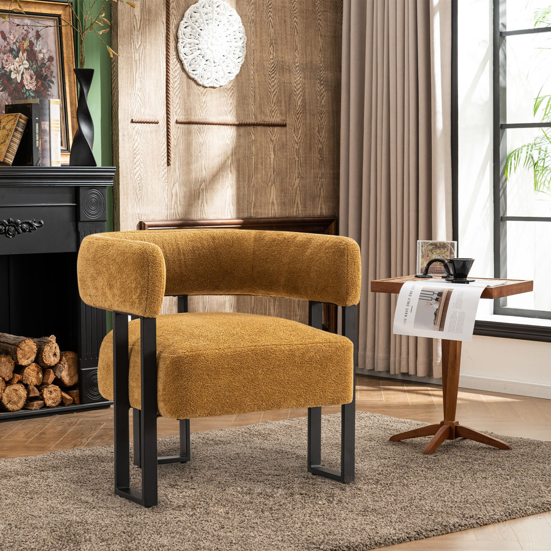 Jaytin Full Assembled Upholstered Armchair Boucle Fabric Accent Arm Chair Wingback Vanity Chair Ivy Bronx 