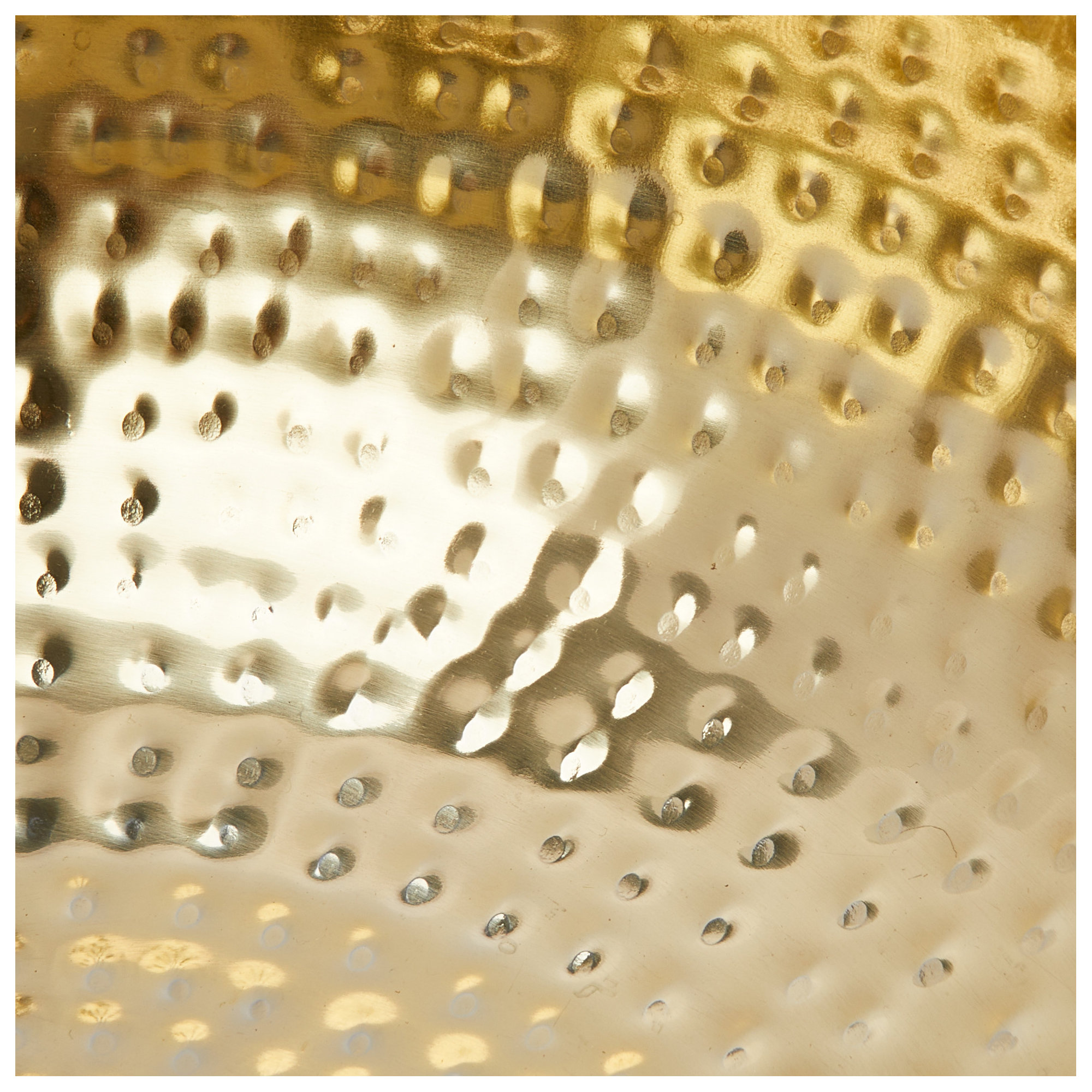 Rosy 14" Round Hammered Metal Bowl, Gold
