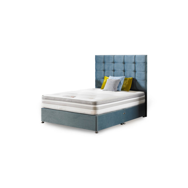 Asia Upholstered Bed with Mattress, Plum Linen, Small Single, No Storage