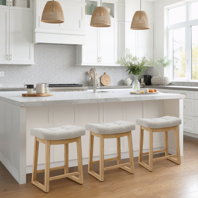 Tabouret de bar 24 po à hauteur de comptoir avec structure en bois pour îlot de cuisine