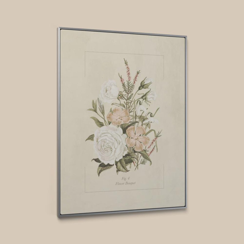 «Flower Bouquet # 4» par Sundance, impression sur toile, H 48 po x l 36 po, Cadre plat flottant, Argent