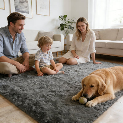 Soft Shag Area Rug for Bedroom Nursery,Gray