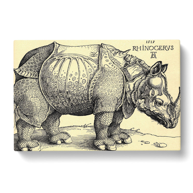 Rhinoceros by - Wrapped Canvas Painting, 35cm H x 50cm W x 3cm D