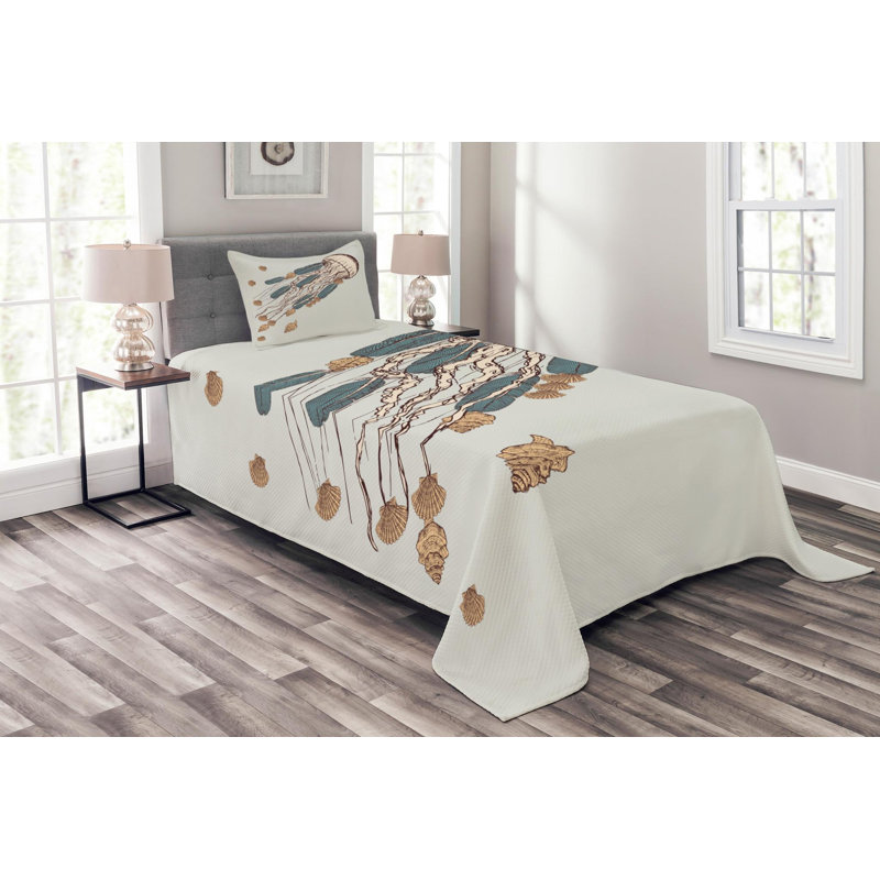 Coastal Polyester Coverlet, Twin Coverlet + 1 Sham