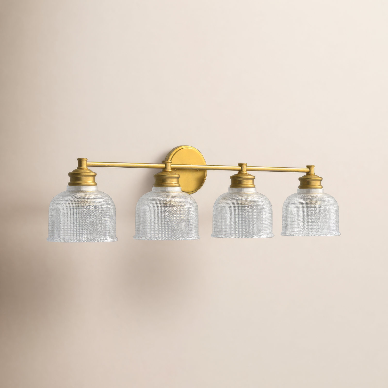 Besima 4 Light Hammered Dimmable Vanity Light, Natural Brass