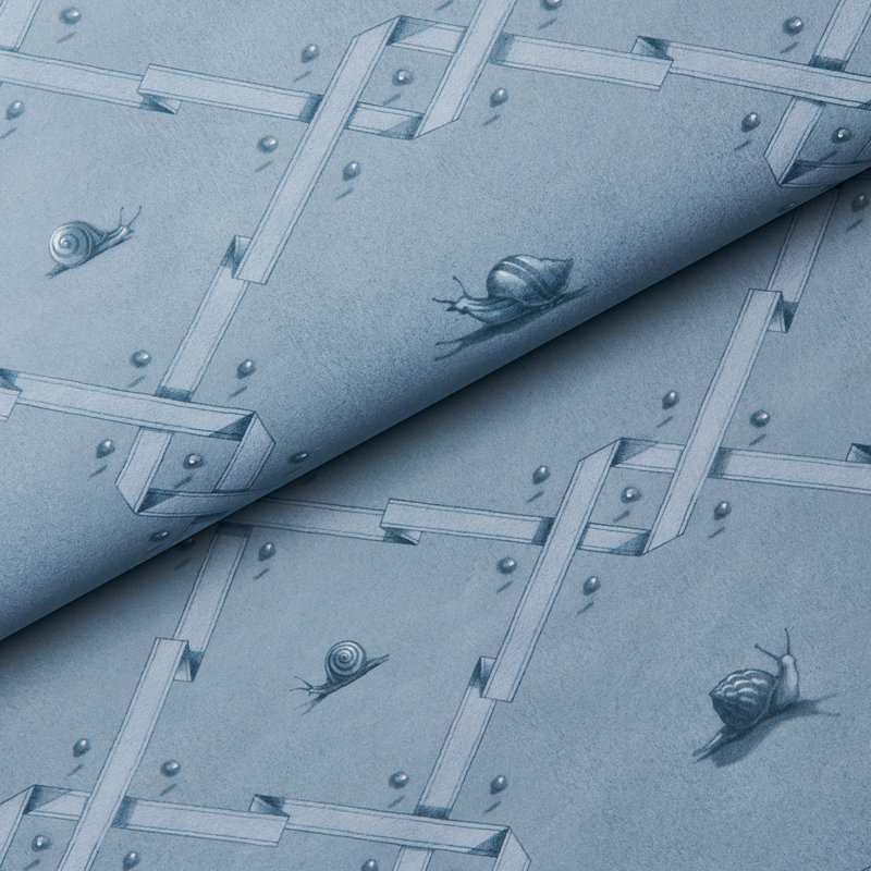 Schumacher x Charlap Hyman & Herrero / Pilar Almon Ouvrez Moi Wallpaper, Blue