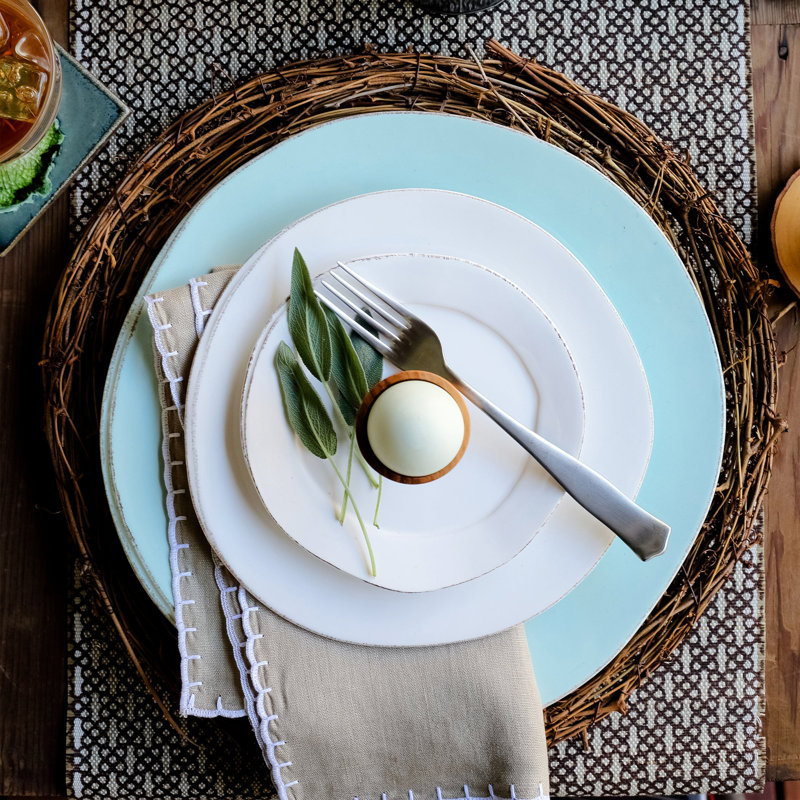 Lastra Handmade Stoneware Dinner Plate, Aqua