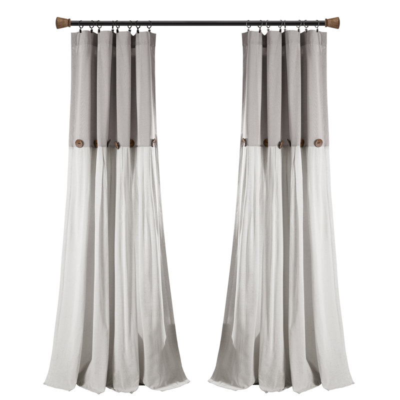 Panneau de rideau simple semi-diaphane avec passe-tringle Beckham, L 40 po x L 108 po, Gris / blanc