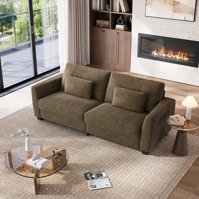 79'' W Modern Loveseat Sofa, Comfy Velvet Couch with Spring Cushion, Removable Cover, Sturdy Frame, Deep Seat, Easy Assembly for Living Room, Bedroom, Office, and Small Space, Brown