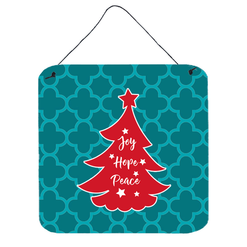 Enseigne de Noël à arbre contemporain, Bleu sarcelle