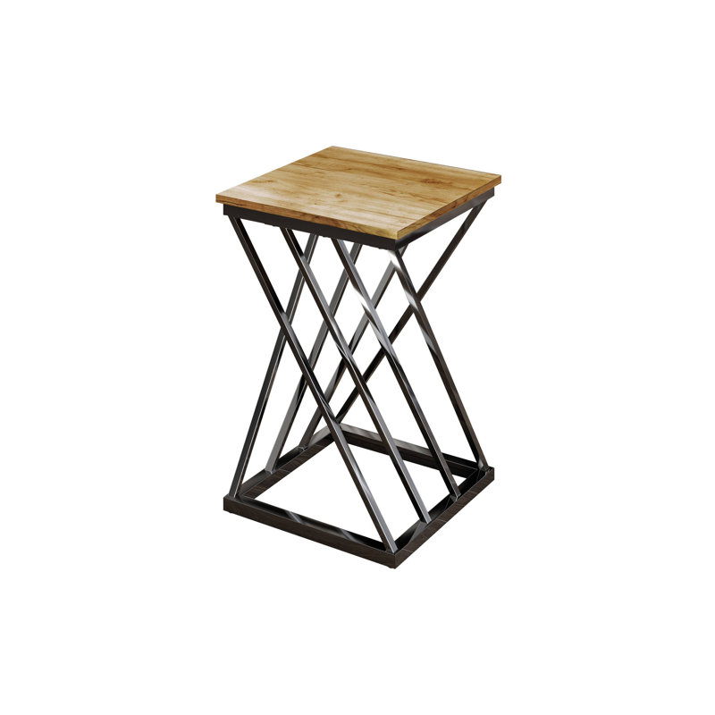 3 pièces 31,9 po et 15,9 po rustique Ensemble de table, naturel / noir, Bois naturel