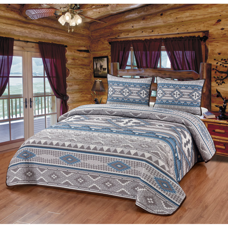 Southwestern Desert Dream Native Geometric Tribal Rustic Country Style Decorative Quilt Bedding Set