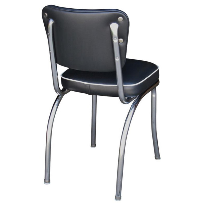 Retro Home 20'' H Tufted Upholstered Metal Side Chair, Black