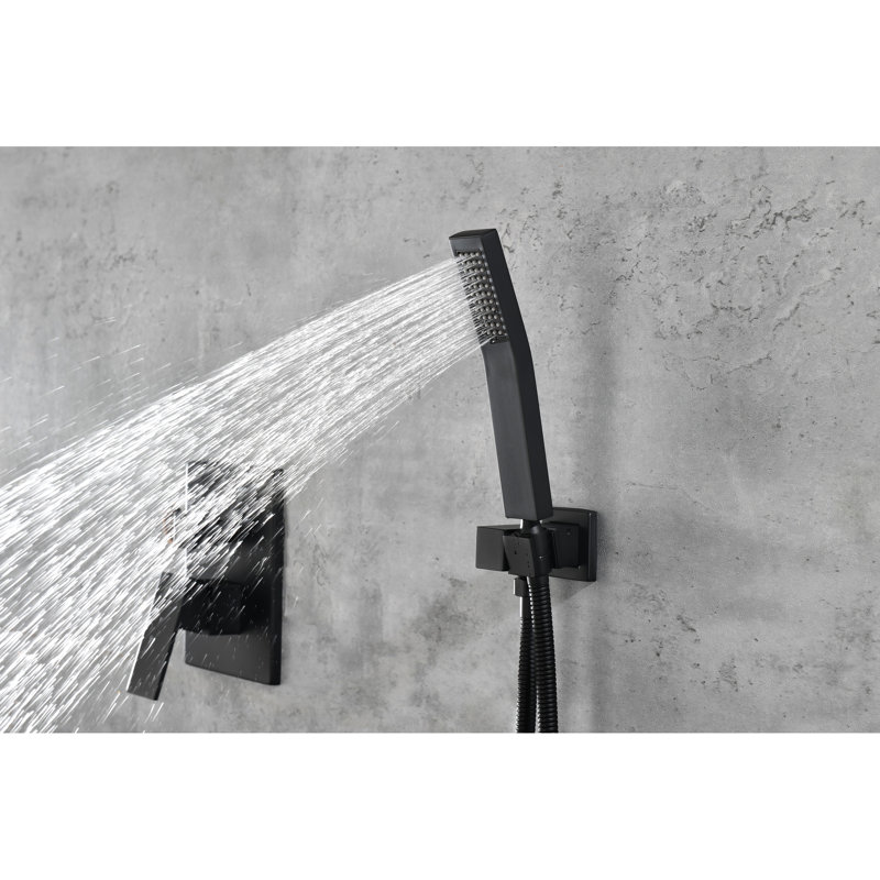 Support mural de pomme de douche à pluie de 12 po noir mat - buse autonettoyante pour douche attrayante, compatible avec tous les bras standard, conforme aux instructions de raccordement des tuyaux American