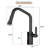 Pull-Down Kitchen Faucet With Built-In Cleaning Brush, LED Temperature Display, 3 Spray Modes-122759725