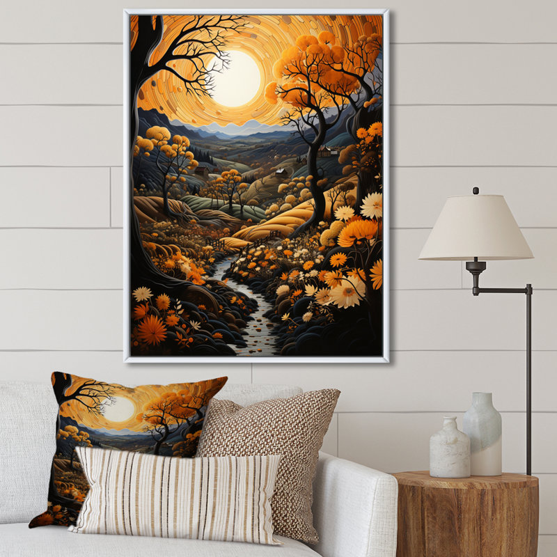 «Countryside Harvest Gold Autumn II», reproduction, H 32 po x l 16 po x P 1 po, Cadre flottant blanc