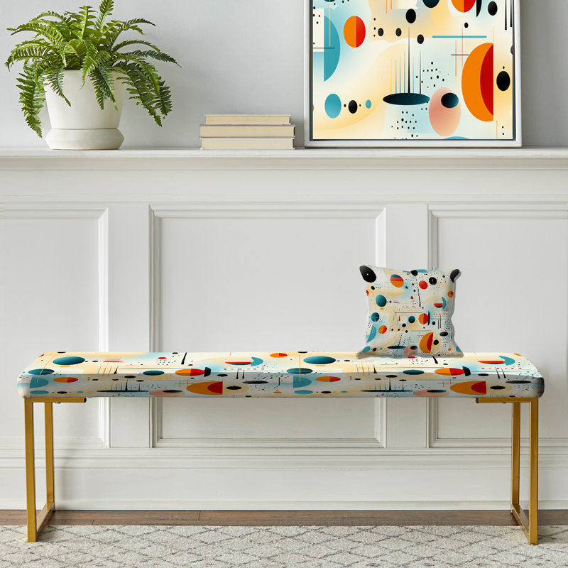 Banc rembourré or, Art abstrait Mcm
