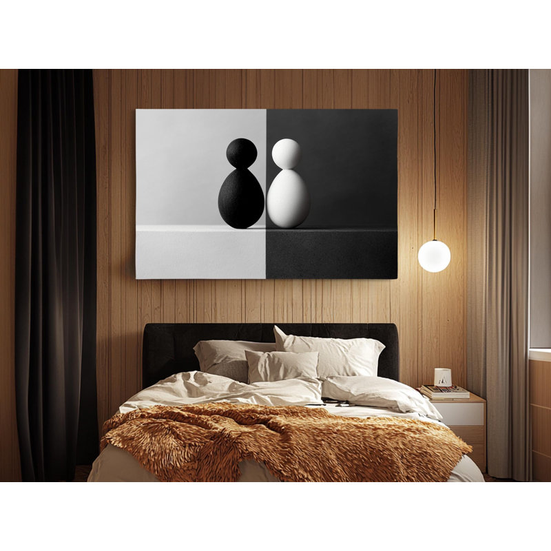 Reproduction sur toile de haute qualité de sculptures minimalistes noires et blanches - Art mural - Art élégant - Cadeau - décoration murale, reproduction de peinture
