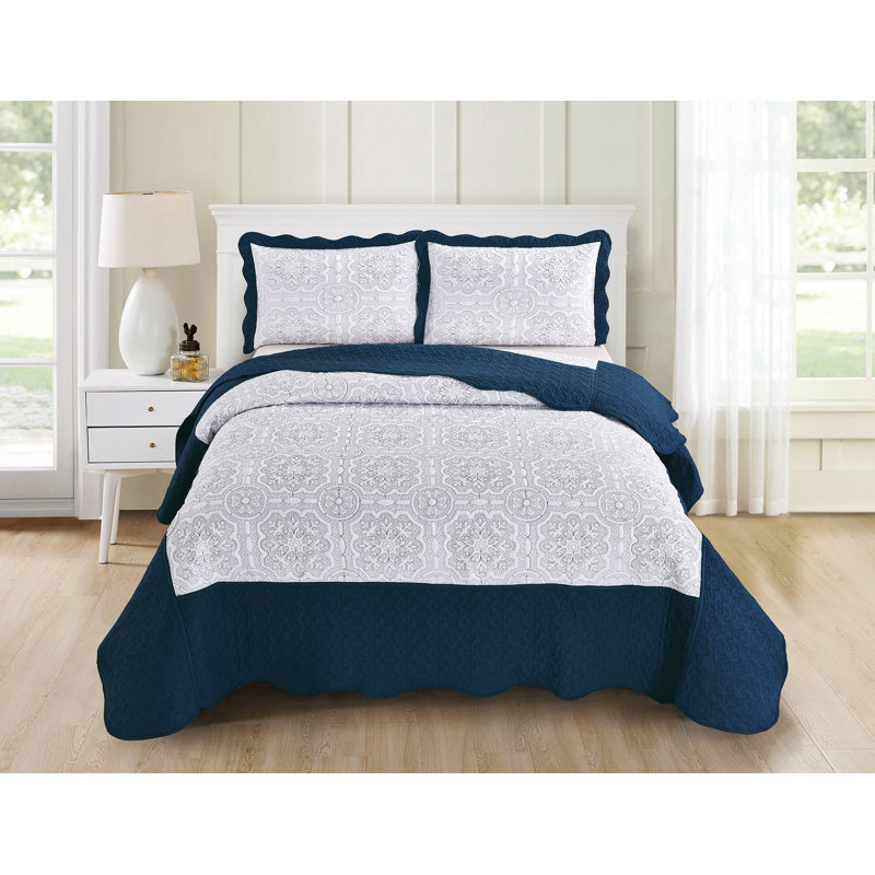 Ensemble de courtepointe réversible en microfibre Mardell, Courtepointe simple et 1 taie décorative