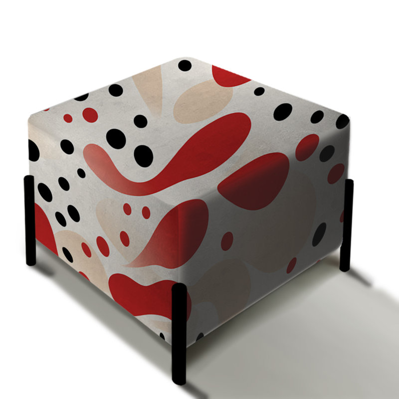 Motif à pois rouges et blancs - Repose-pieds carré à pois