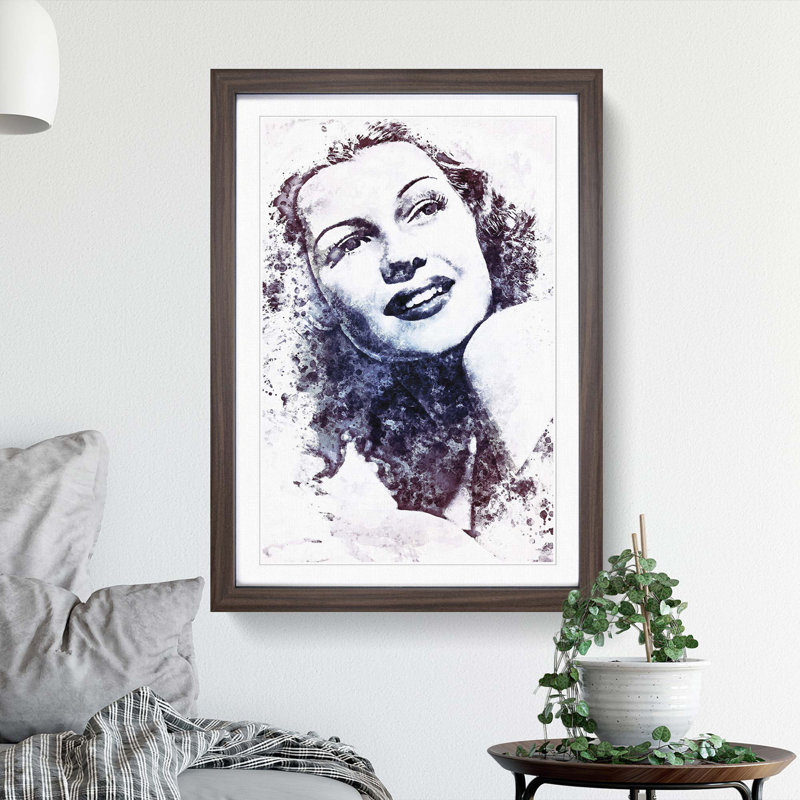 Rita Hayworth in Abstract - Framed Print, 50cm H x 35cm W x 2cm D, Walnut