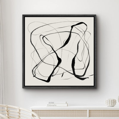 Graffiti Black Ribbon Line Collage Abstract Shapes Modern Art Decorative Contemporary Minimal, impression sur toile