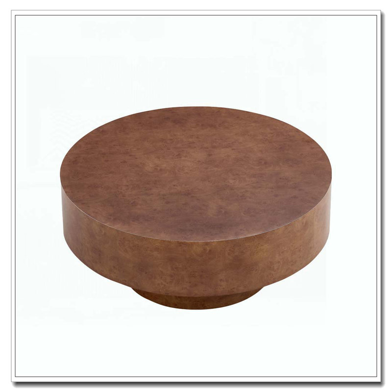 31.49"Round Drum Coffee Table, Walnut Brown