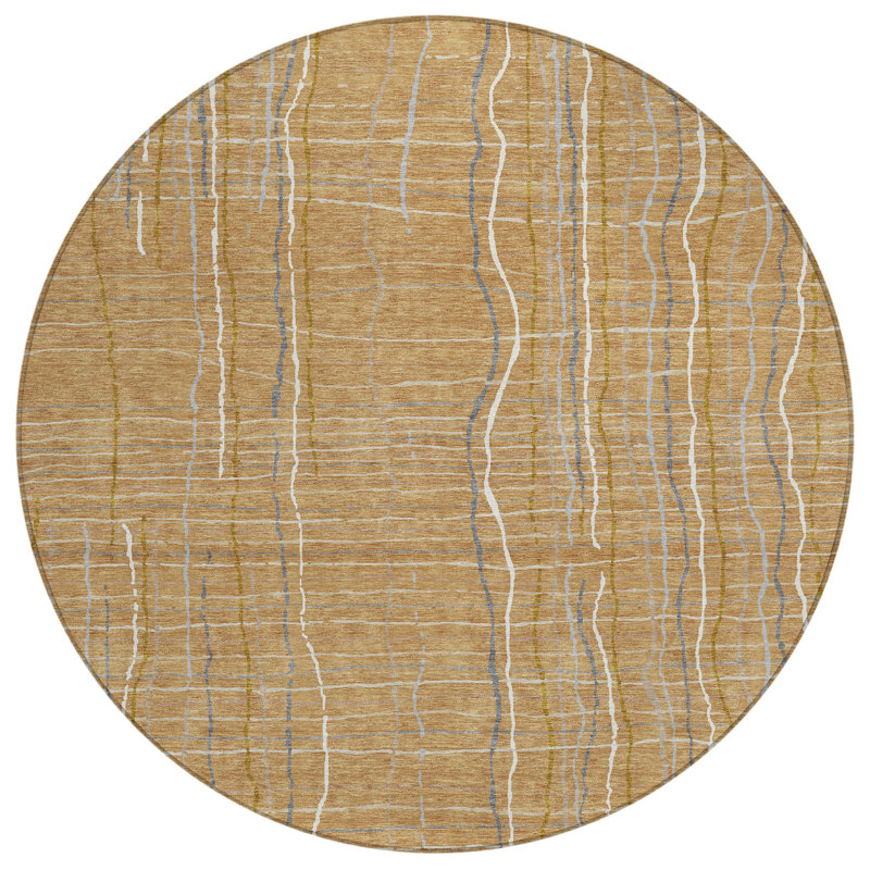 Calista Gold Washable Indoor-Outdoor Rug - , 3' x 5'