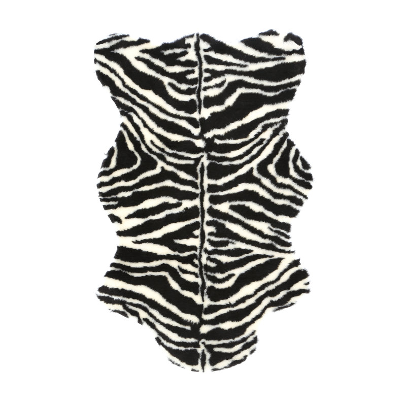 Tapis en fausse fourrure Zebra, Peau 2 pi 3 po x 3 pi 8 po