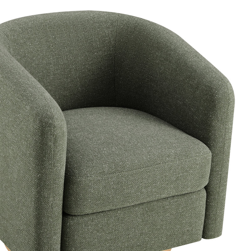 Bennett Upholstered Swivel Barrel Chair, Marin Twig Performance Linen Blend