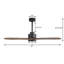 Ventilateur de plafond 54 po à 5 pales en bois massif avec moteur à courant continu et à télécommande intégré, noir et noyer-678662255-698593652