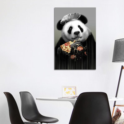 Panda Loves Pizza by Adam Lawless - Print on Canvas