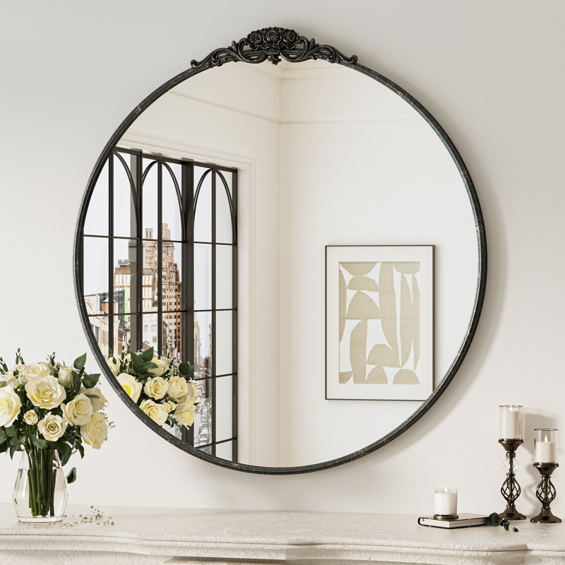 Miroir d'appoint mural Stourbirdge, Noir antique, 30 po x 30 po
