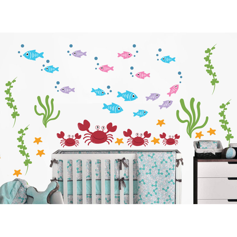 Décalcomanie murale aquatique, poisson et crabe, Schéma C