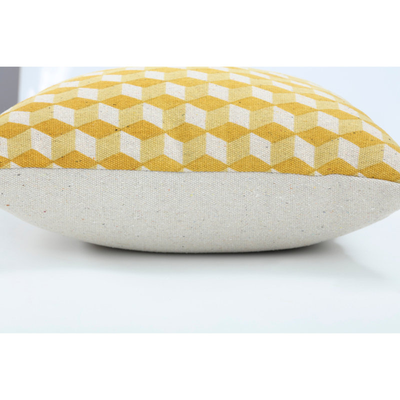Yellow Geometric Cotton Square Throw Pillow 18" x 18"