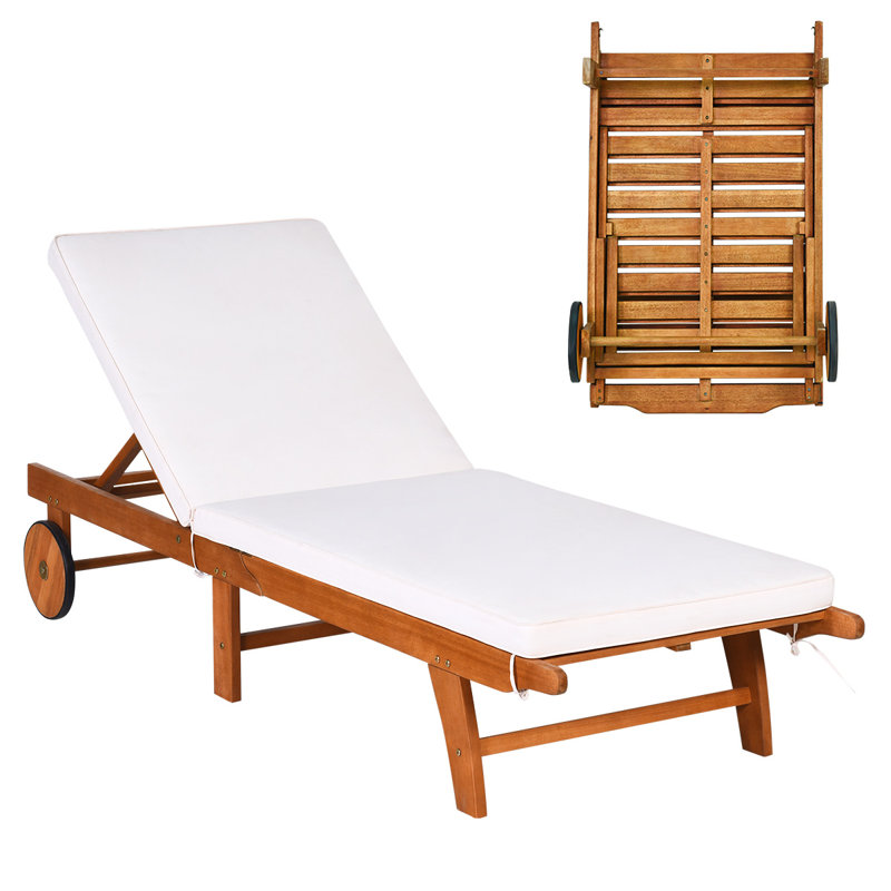 Gunars 195 cm Long Eucalyptus Single Chaise with Cushions