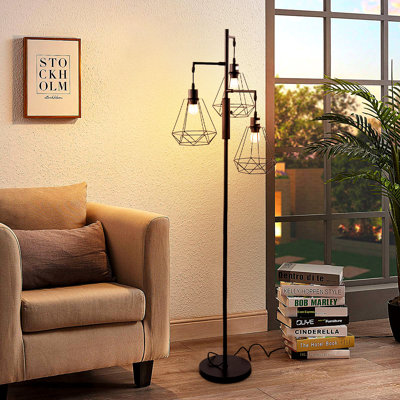 160 H cm Polished Torchiere Floor Lamp with USB and Outlet