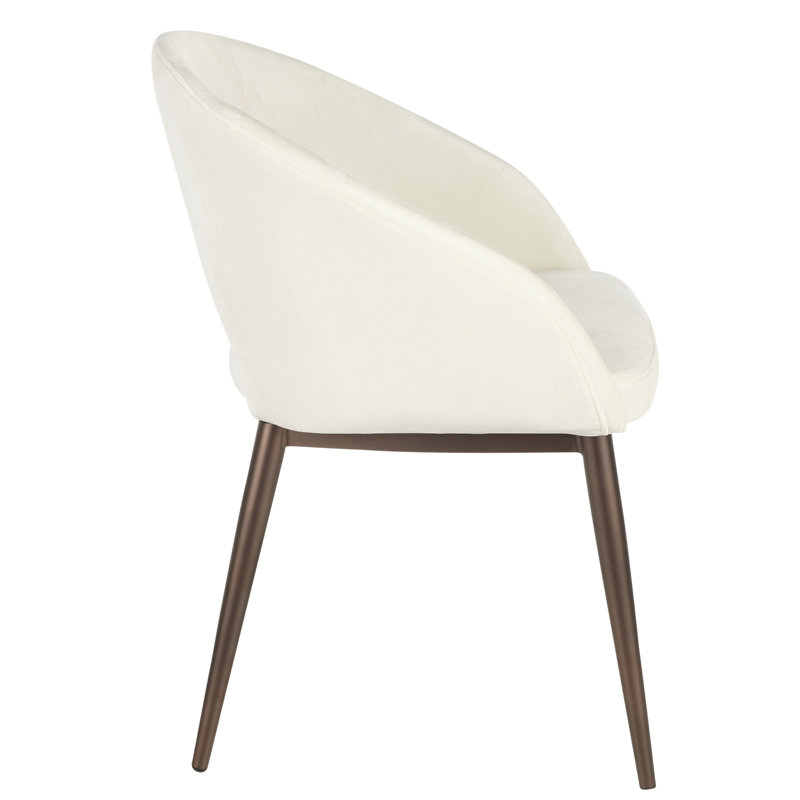 Evanoff 18.5'' H Upholstered Metal Side Chair, Cream, Copper