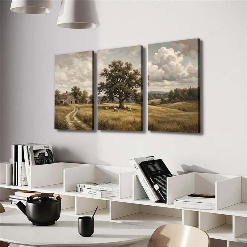 Ensemble de 3 impressions sur toile de chênes rustiques, 16 * 24 pouces * 3