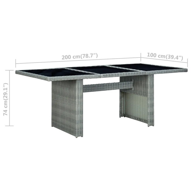 Promfret Rattan Dining Table, Light Grey/Black