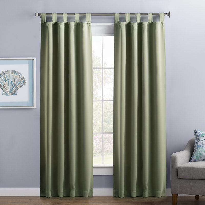 Thermal Blackout Tab Top Curtain Panel - Basics by Wayfair™, Sage Green, 40" W x 63" L