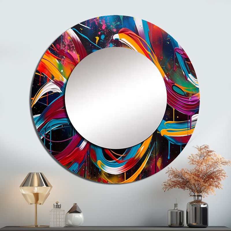 Radman Minimalisme Graffiti Artwork III - miroir mural unique à encre liquide, miroir moderne, impression d'art en métal