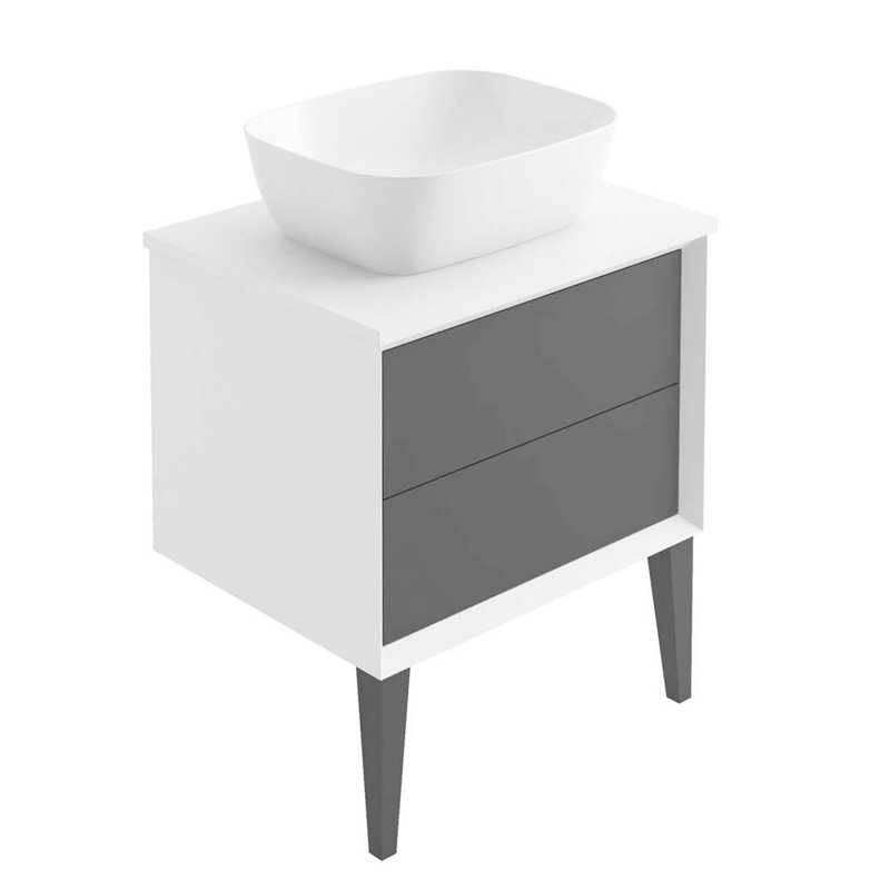 Monclova 65cm Single Bathroom Vanity Base Only in White/Grey