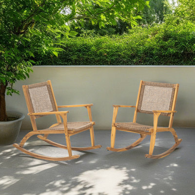 Outdoor Solid Wood Rocking Chair (Set Of 2)