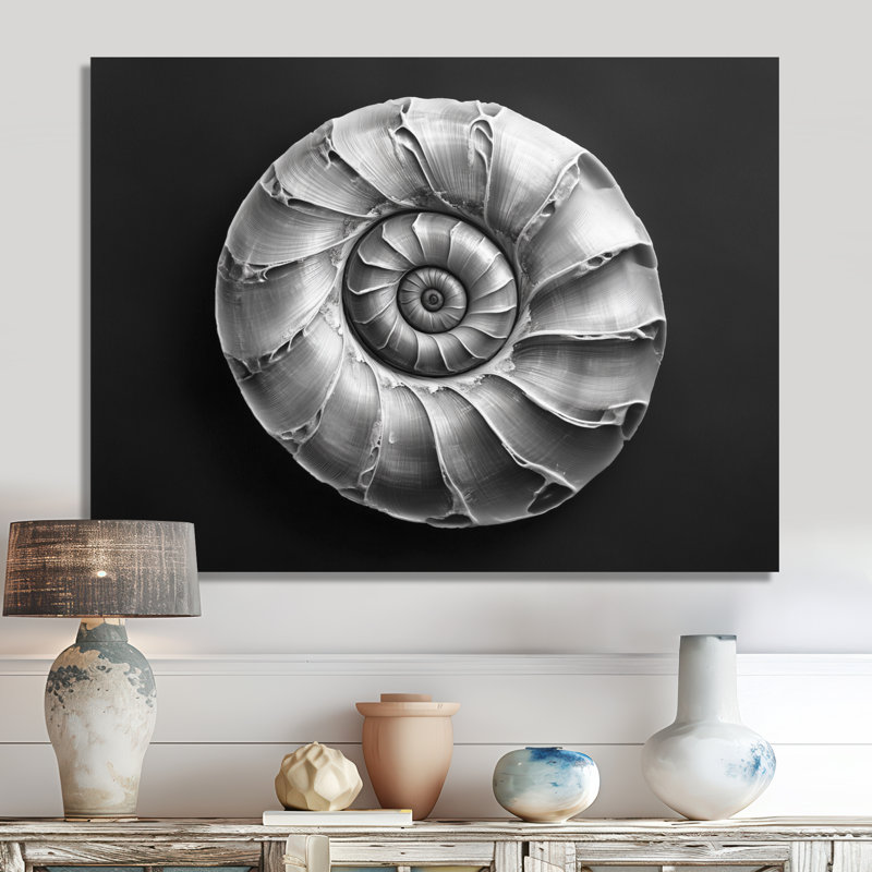 «Nautilus in Silver Shadow II», reproduction d'art sur toile côtière, H 30 po x l 40 po, Toile tendue