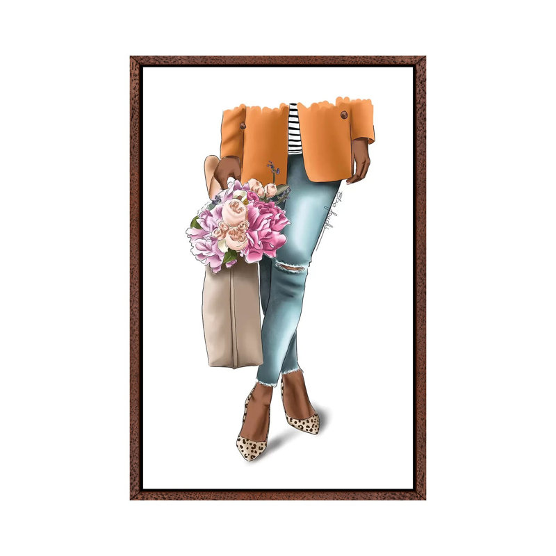 Outfit Goals by Elza Fouche - Painting on Canvas, 101.6cm H x 66.04cm W x 3.81cm D, Classic Brown Wood Framed