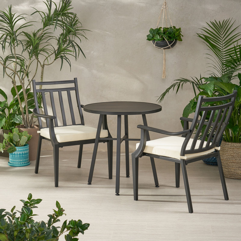Ensemble bistro long en fer avec coussins 27,25 po Johnstown, Beige