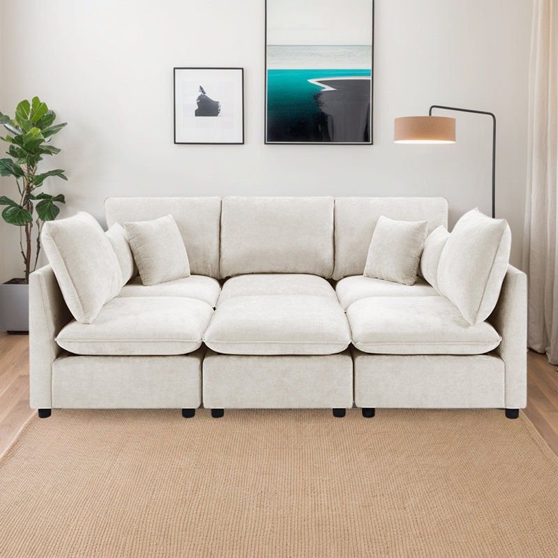 Canapé-lit modulaire convertible en U avec repose-pieds mobile - canapé-lit moderne de 93,7 po avec rangement et deux ports USB
